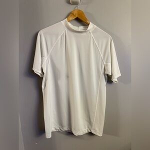 Lands’ End Kids White Performance Mock-Neck Rash Guard (XL 18–20)